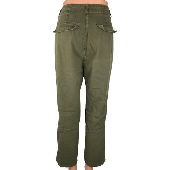 H&M Divided Olive Green High Rise Straight Ankle Cargo Utility Trouser Pants 10 - Picture 3 of 6